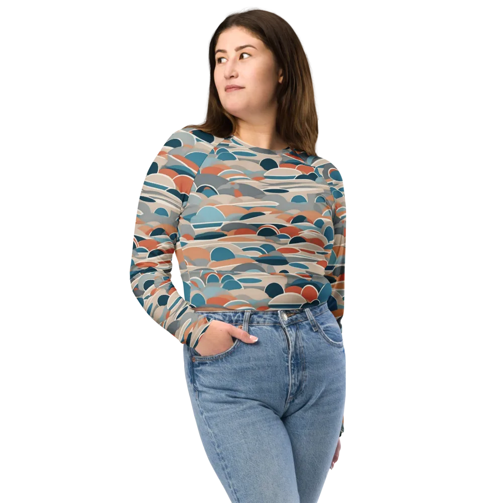 Coastal Circuit on Long Sleeve Crop Top — Front