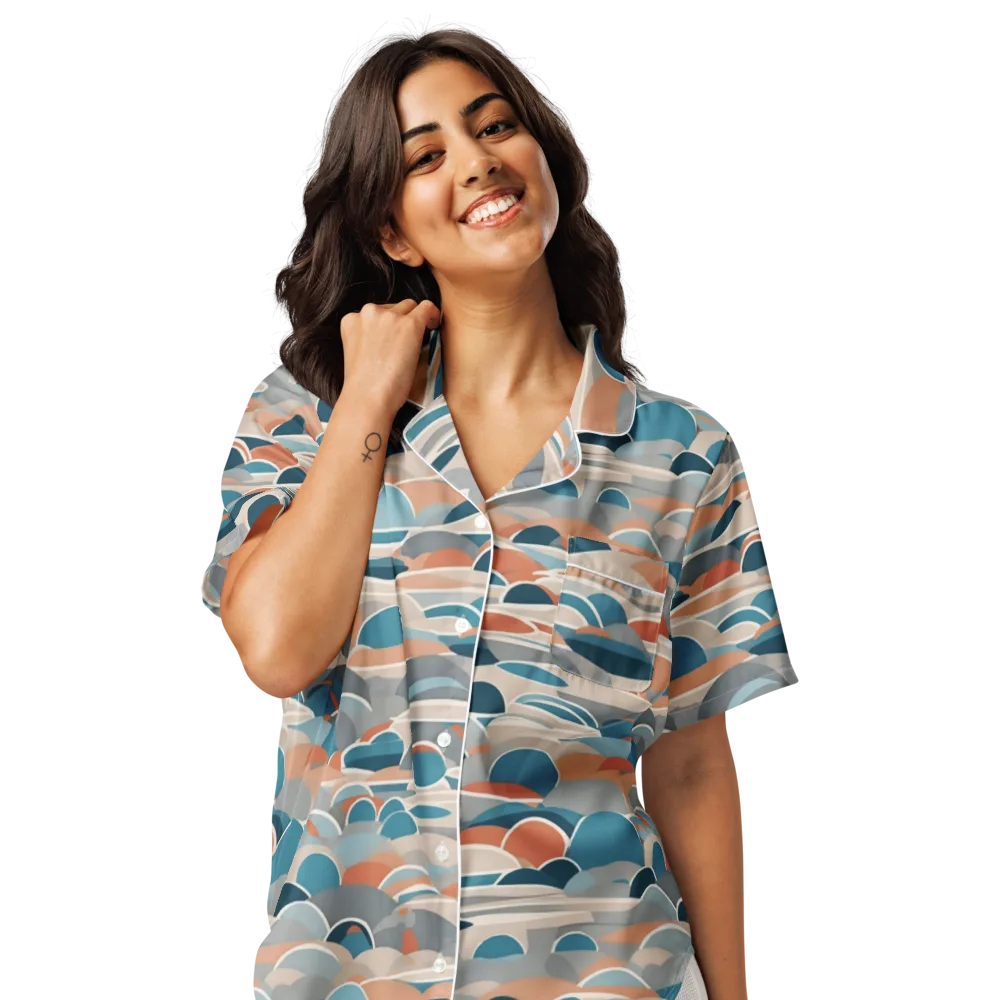 Coastal Circuit on Women's Short Sleeve Pajama Top — Front