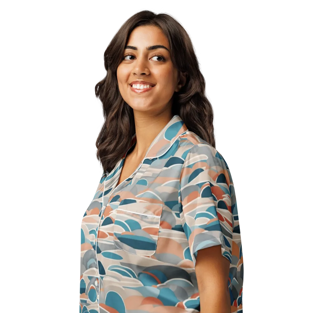 Coastal Circuit on Women's Short Sleeve Pajama Top — Left Front