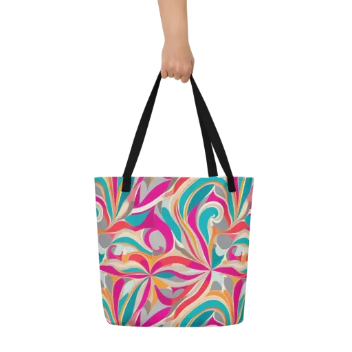 Satin Cyclone on a Large Tote Bag W/ Pocket