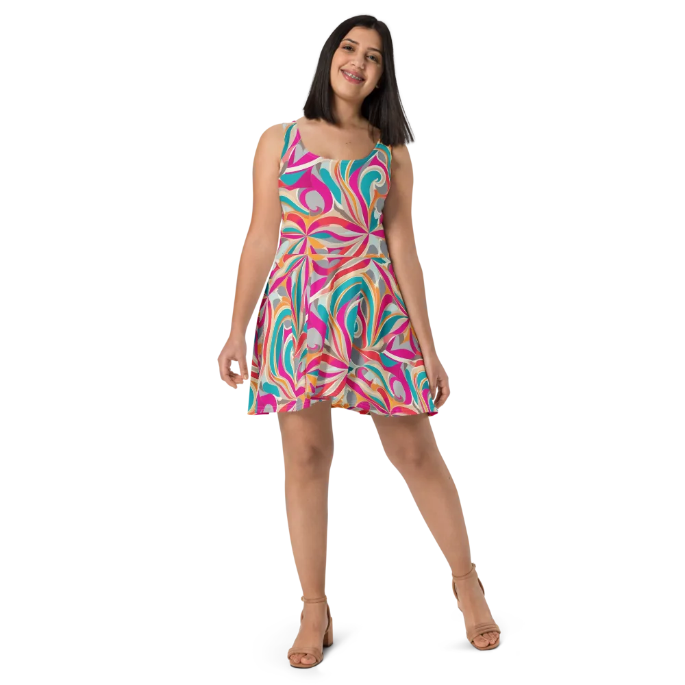 Satin Cyclone on Skater Dress — Front