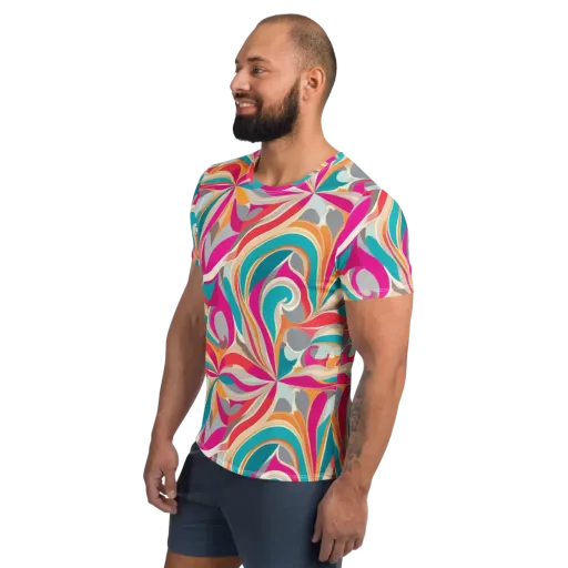 Satin Cyclone on a Men's Athletic T-Shirt