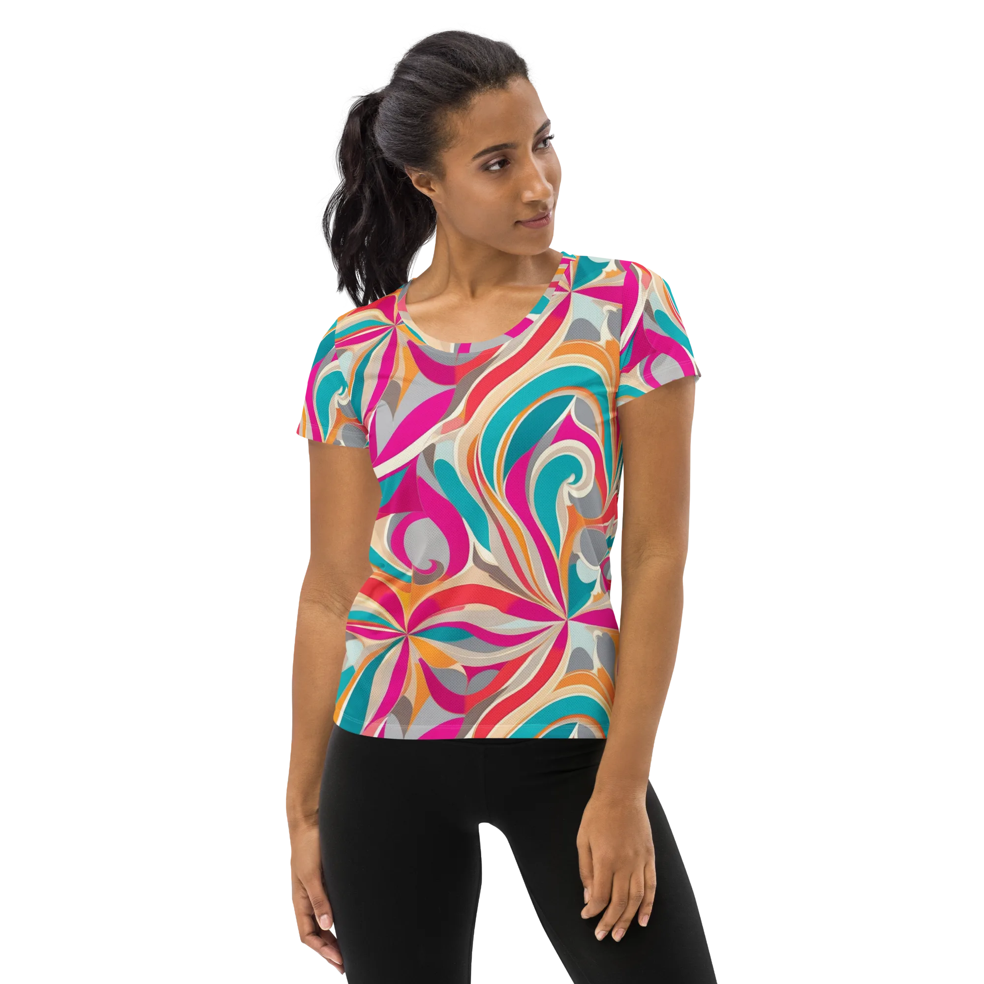 Satin Cyclone on Women's Athletic T-Shirt — Front