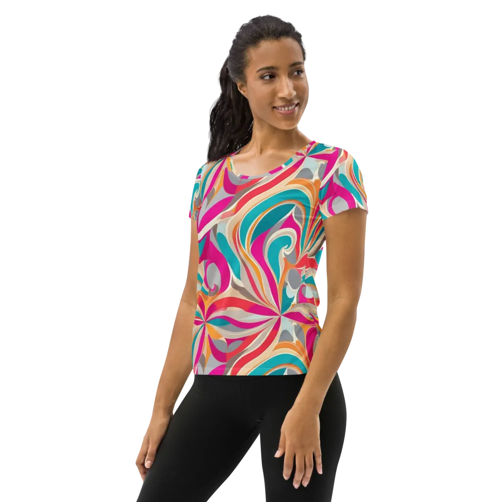 Satin Cyclone on Women's Athletic T-Shirt — Left