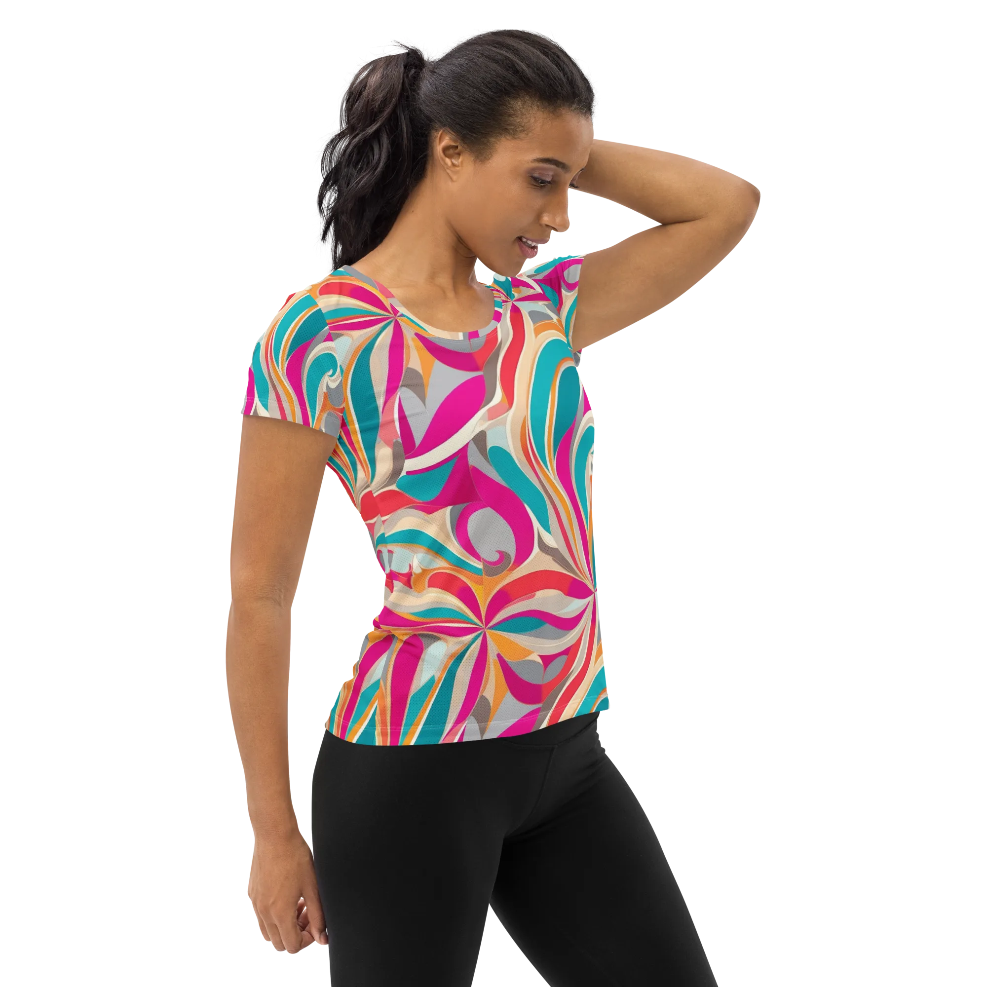 Satin Cyclone on Women's Athletic T-Shirt — Right
