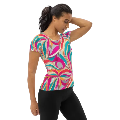 Satin Cyclone on a Women's Athletic T-Shirt
