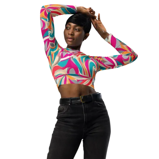 Satin Cyclone on a Long Sleeve Crop Top