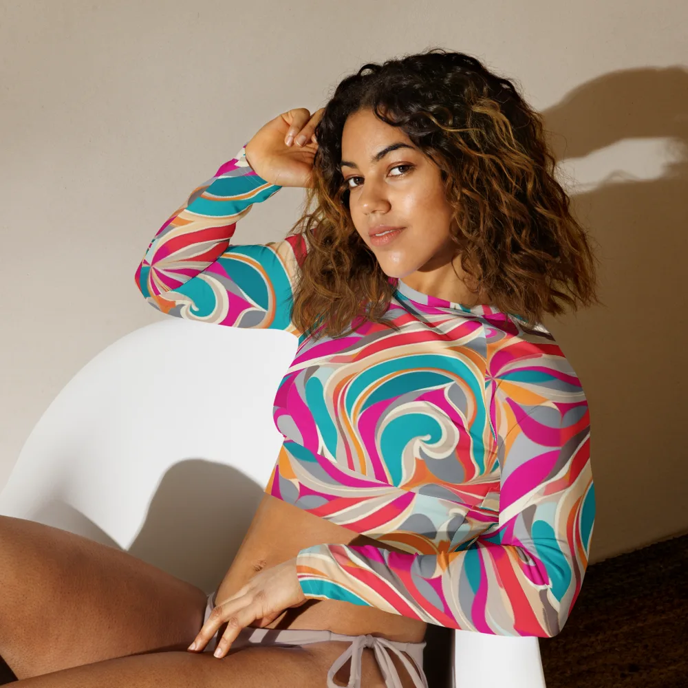 Satin Cyclone on Long Sleeve Crop Top — Left Front