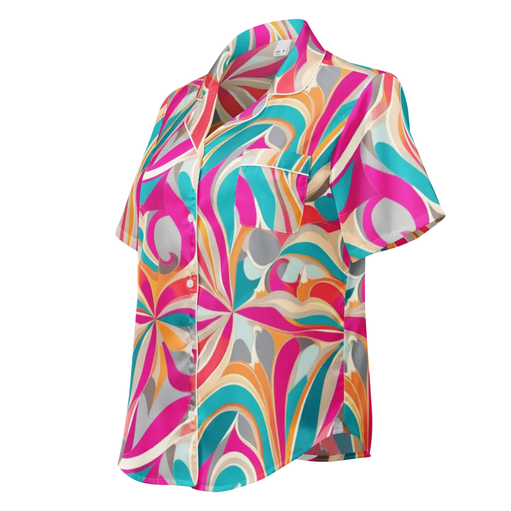 Satin Cyclone on Women's Short Sleeve Pajama Top — Left Front