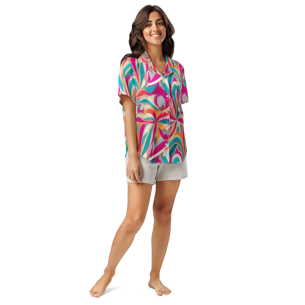 Satin Cyclone on Women's Short Sleeve Pajama Top — Front