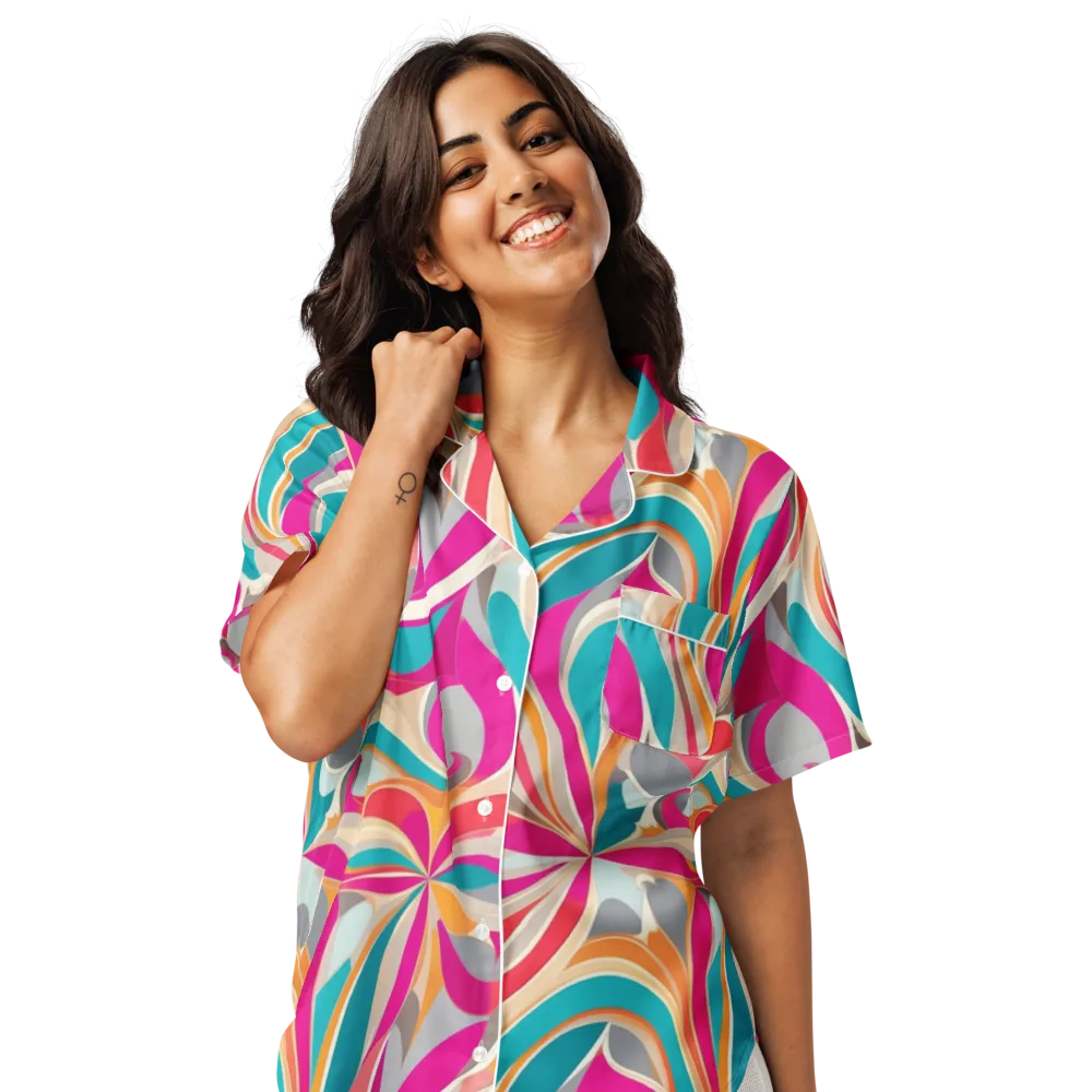 Satin Cyclone on Women's Short Sleeve Pajama Top — Front