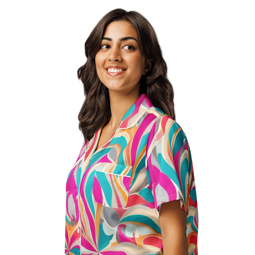 Satin Cyclone on Women's Short Sleeve Pajama Top — Left Front