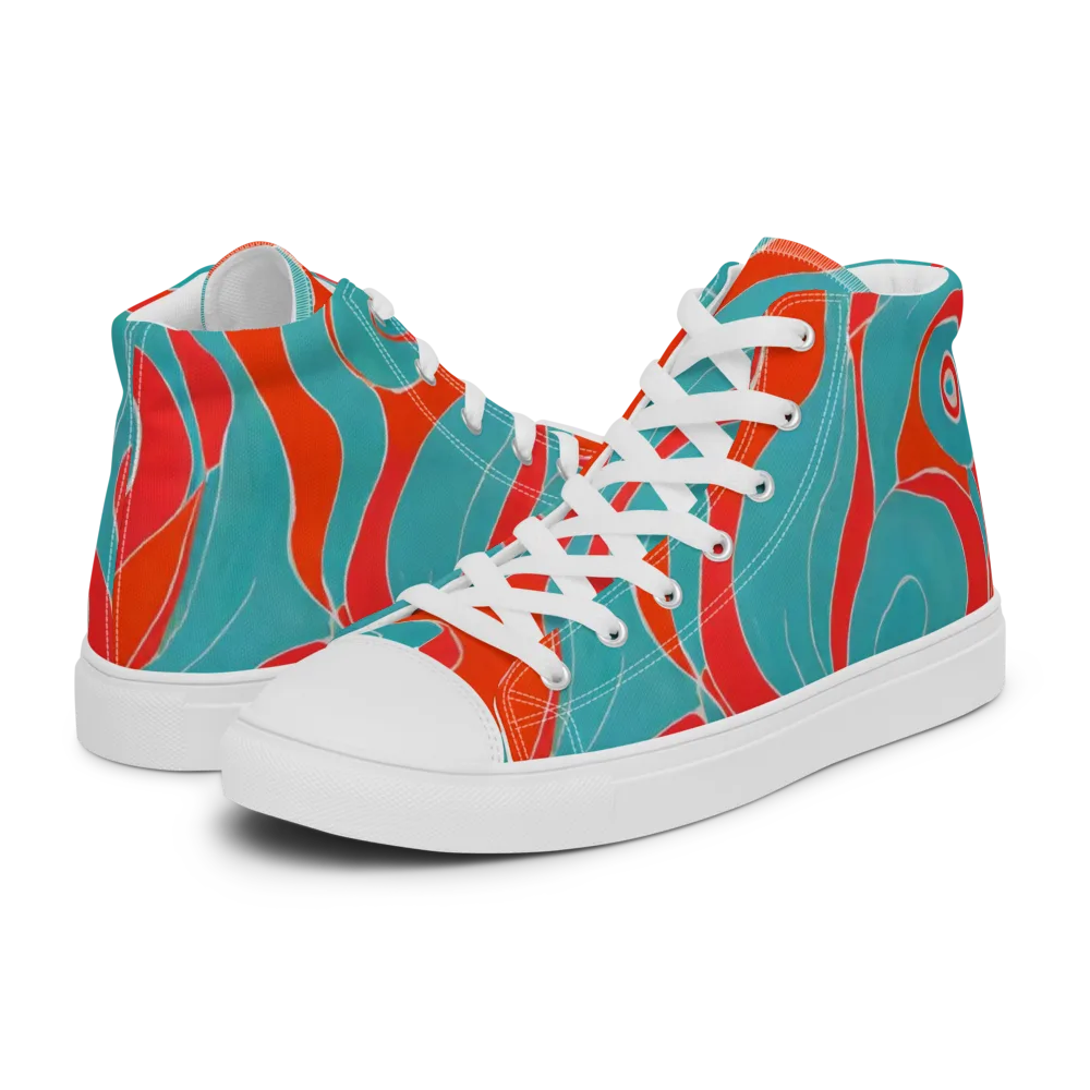 Opal Undertow on Men's High Top Canvas Shoes — Left