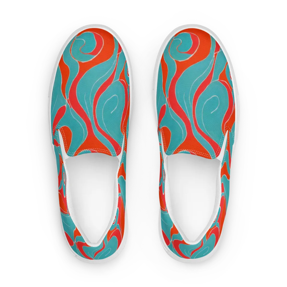 Opal Undertow on Men's Slip-On Canvas Shoes — Front