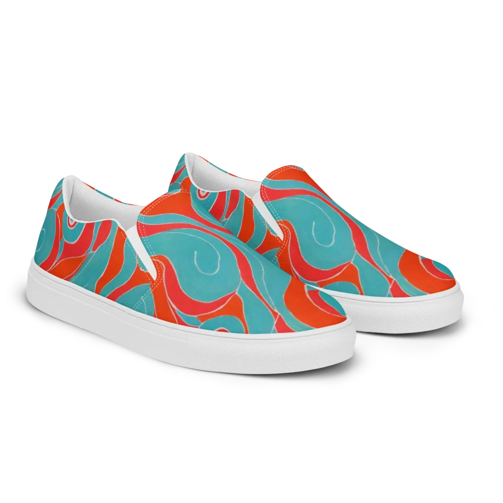 Opal Undertow on Men's Slip-On Canvas Shoes — Right Front