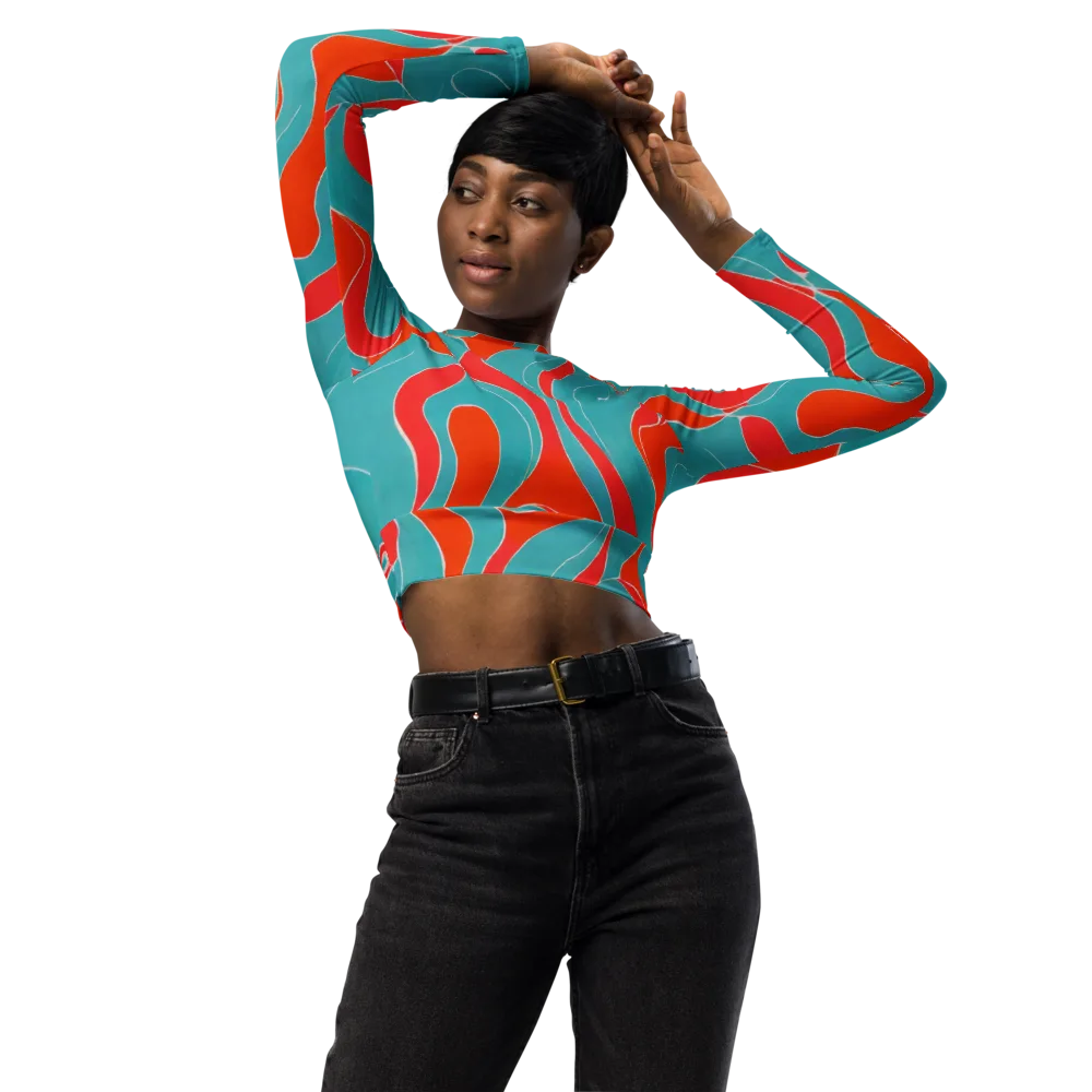 Opal Undertow on Long Sleeve Crop Top — Front