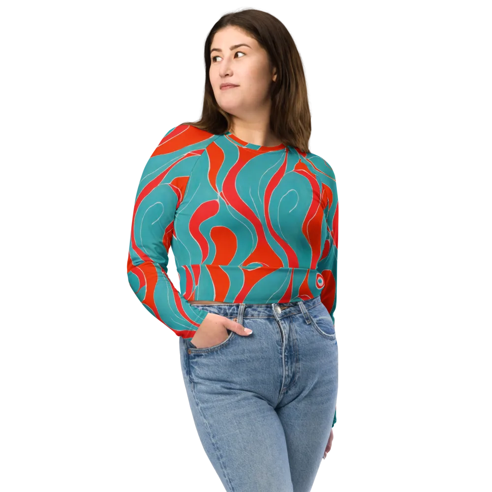 Opal Undertow on Long Sleeve Crop Top — Front