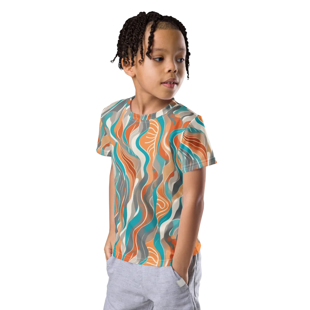 Meltwater Modern on Kids Crew Neck T-Shirt — Left Front