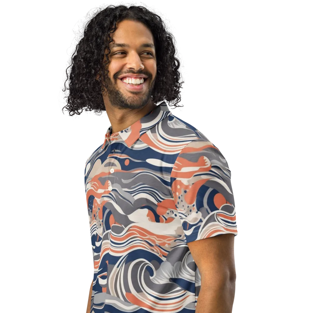 Midnight Surf on Men's Slim Fit Polo Shirt — Left Front