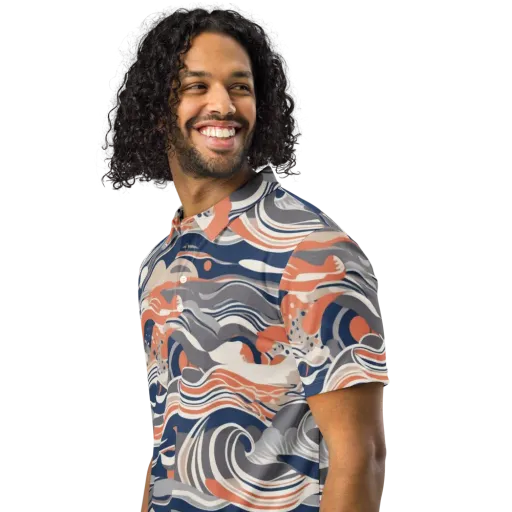 Midnight Surf on a Men's Slim Fit Polo Shirt