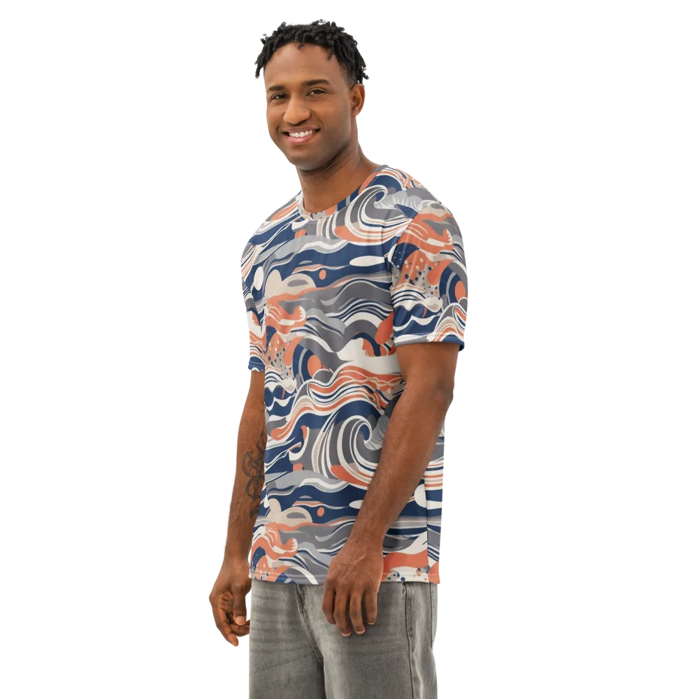 Midnight Surf on Men's Cotton Crew Neck T-Shirt — Left Front