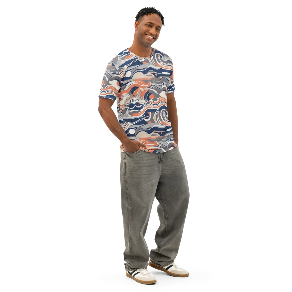 Midnight Surf on Men's Cotton Crew Neck T-Shirt — Right Front