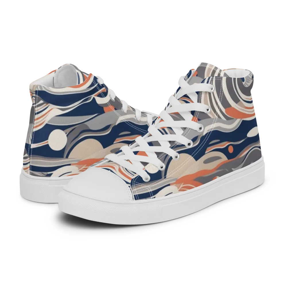 Midnight Surf on Men's High Top Canvas Shoes — Left