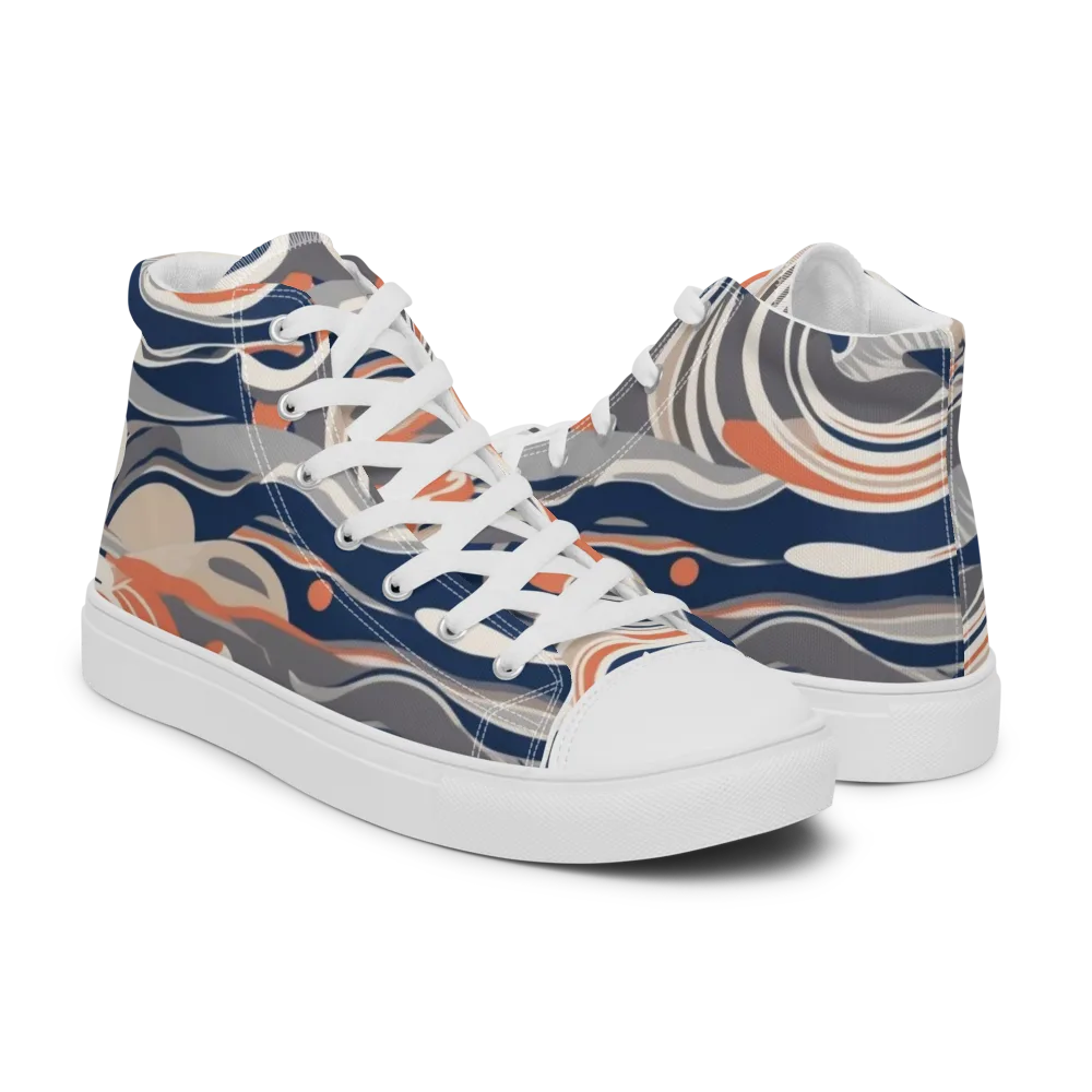 Midnight Surf on Men's High Top Canvas Shoes — Right