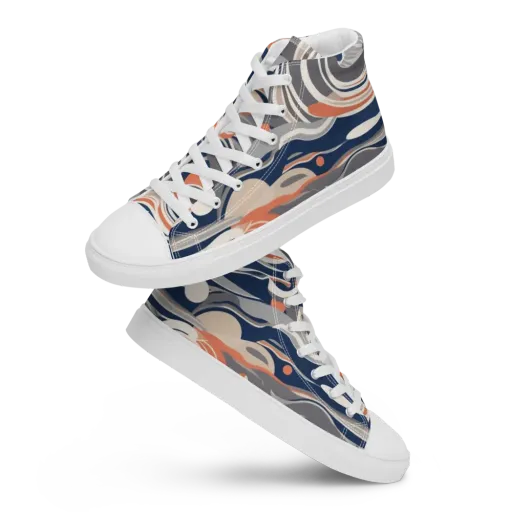 Midnight Surf on a Men's High Top Canvas Shoes