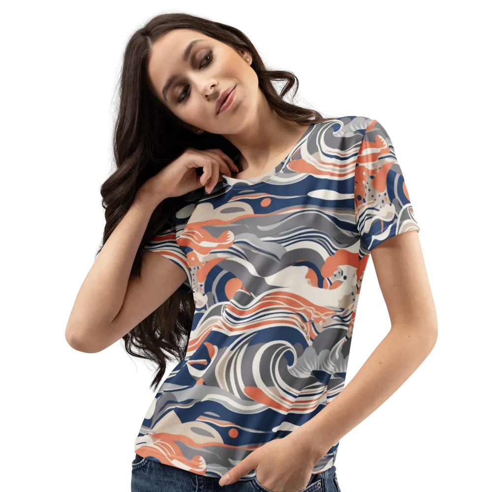 Midnight Surf on Women's Crew Neck T-Shirt — Left Front