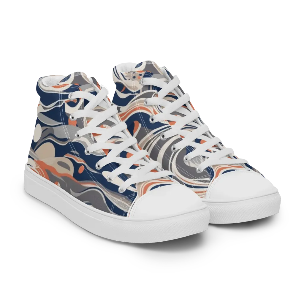 Midnight Surf on Women's High Top Canvas Shoes — Right Front