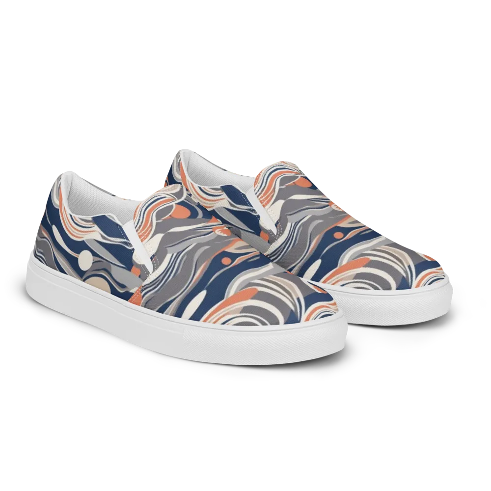 Midnight Surf on Men's Slip-On Canvas Shoes — Right Front