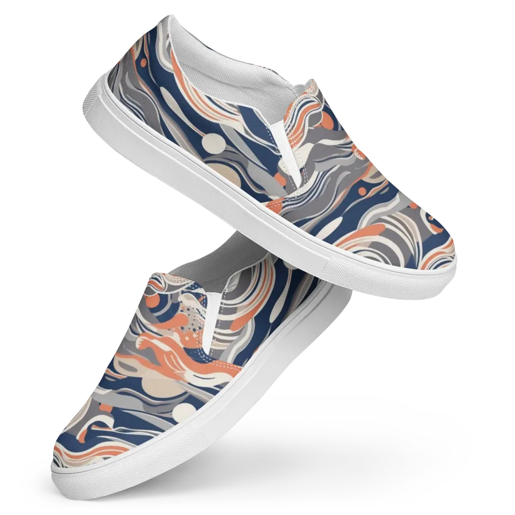 Midnight Surf on Women's Slip-On Canvas Shoes — Front