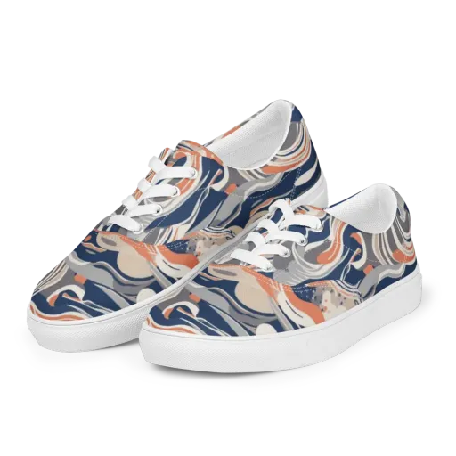 Midnight Surf on a Men's Lace-Up Canvas Shoes
