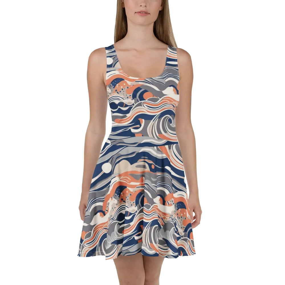 Midnight Surf on Skater Dress — Front