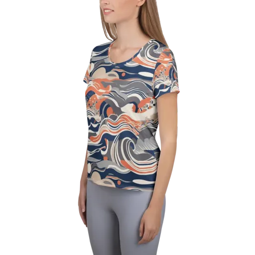 Midnight Surf on a Women's Athletic T-Shirt