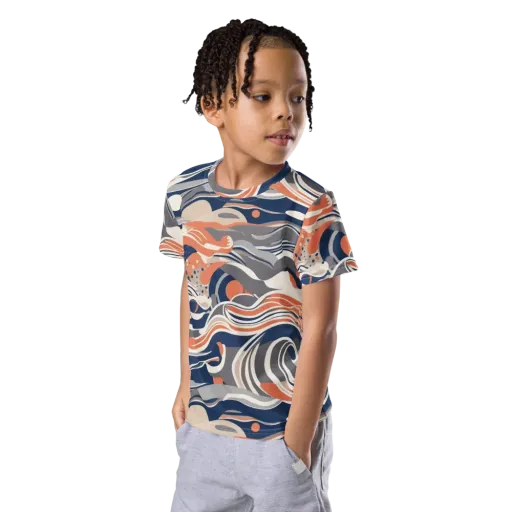 Midnight Surf on a Kids Crew Neck T-Shirt