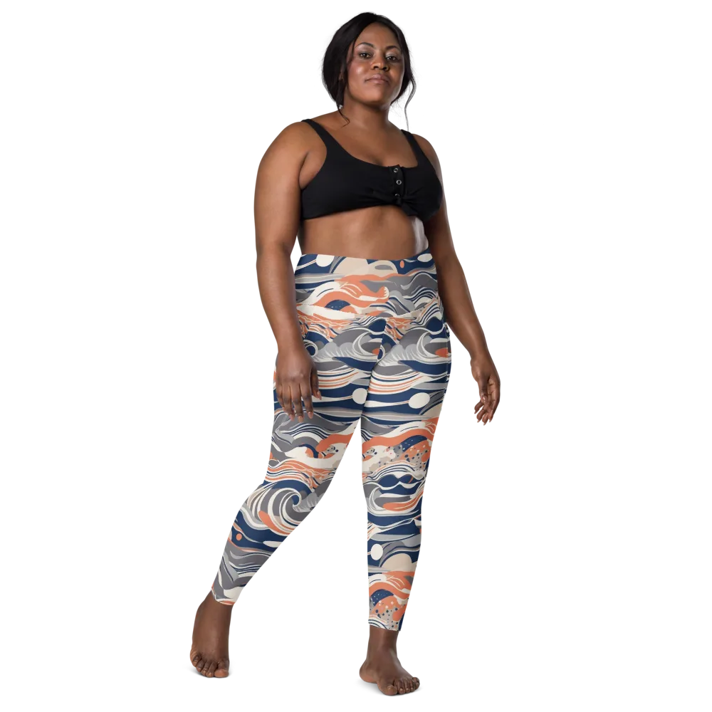 Midnight Surf on Leggings with Pockets — Front