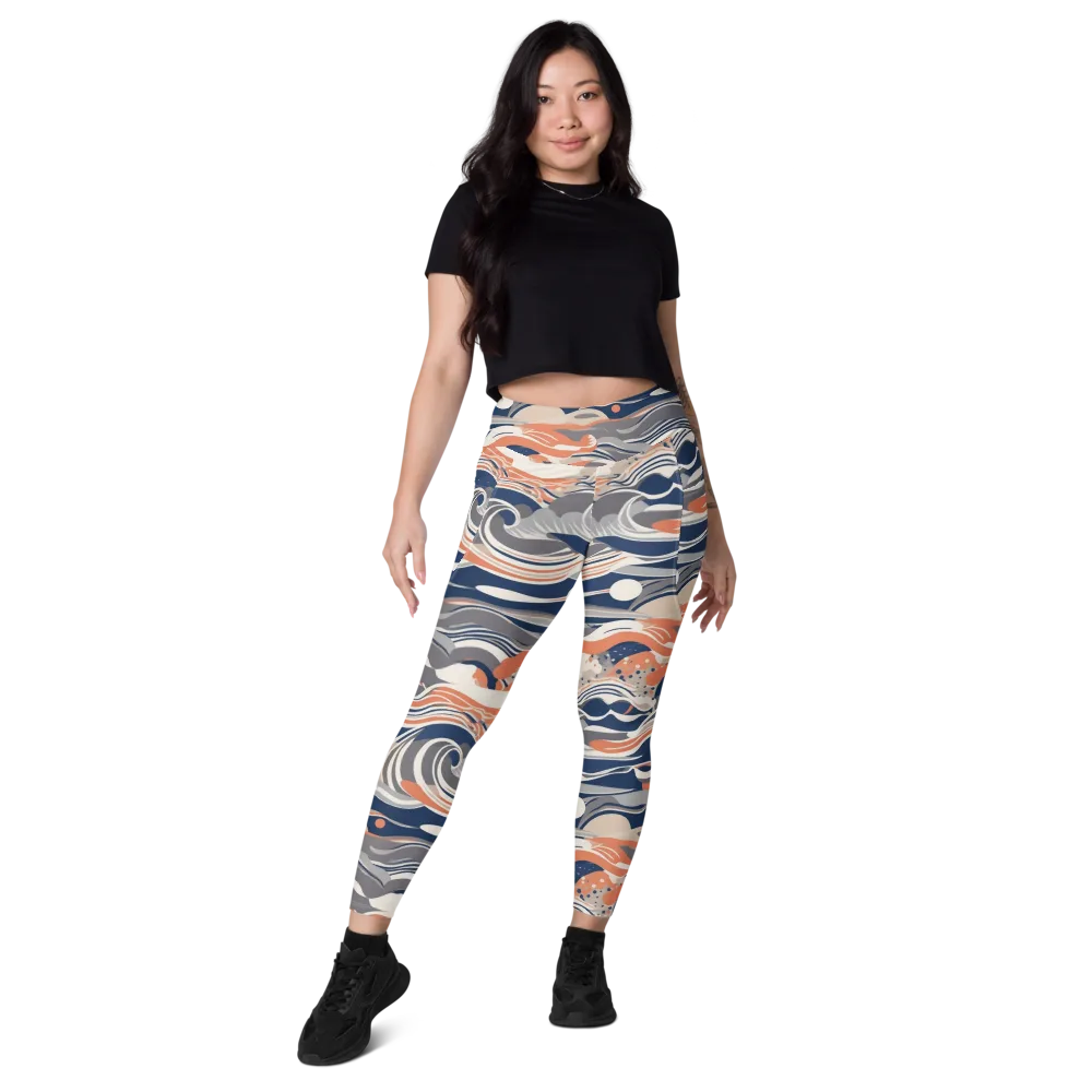 Midnight Surf on Leggings with Pockets — Front