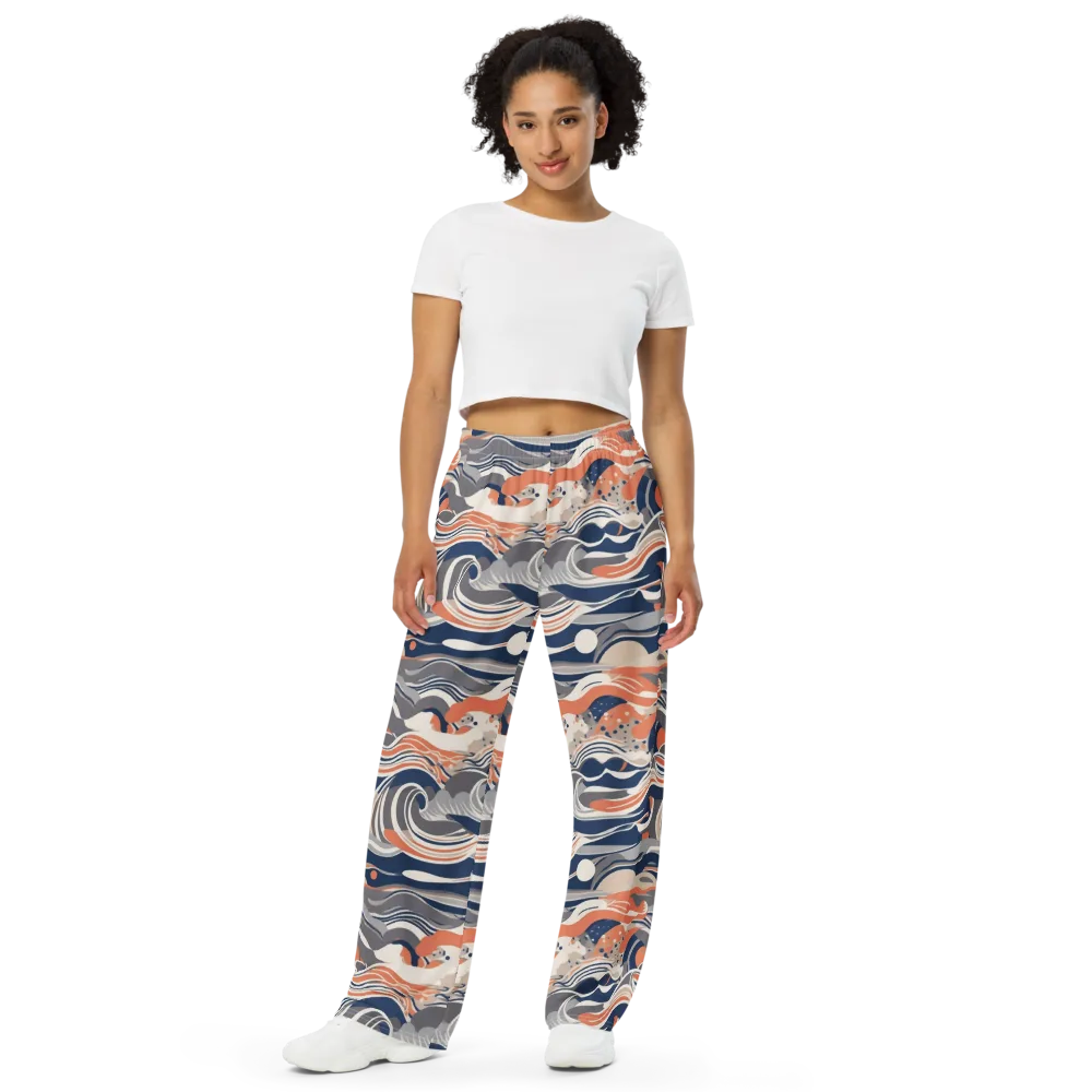 Midnight Surf on Wide-Leg Pants — Front