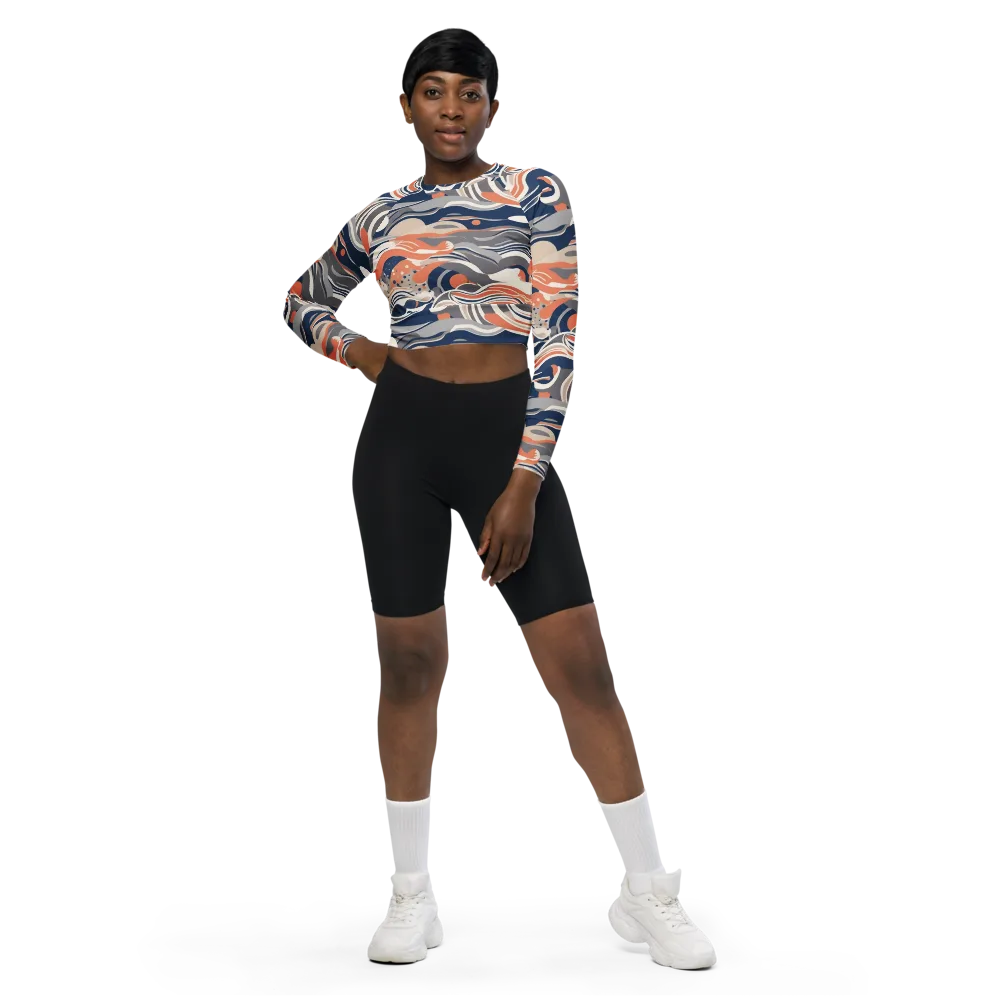 Midnight Surf on Long Sleeve Crop Top — Front