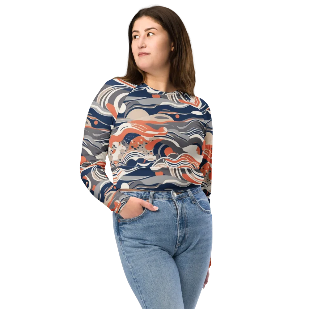 Midnight Surf on Long Sleeve Crop Top — Front