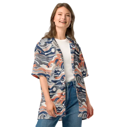 Midnight Surf on a Button Shirt