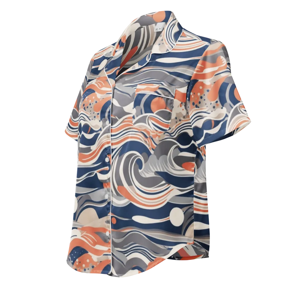 Midnight Surf on Women's Short Sleeve Pajama Top — Left Front