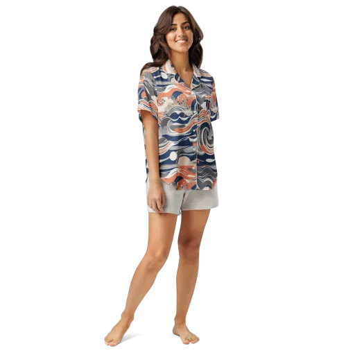 Midnight Surf on a Women's Short Sleeve Pajama Top