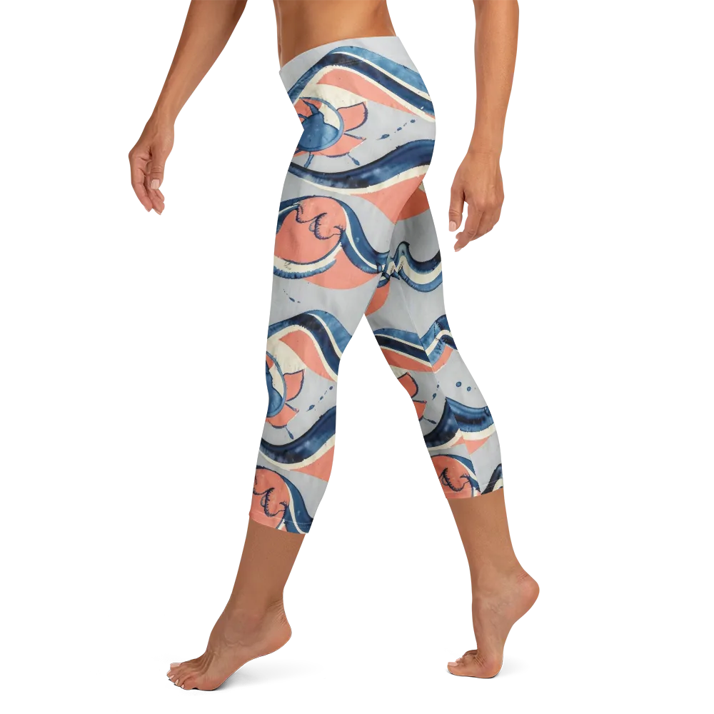 Seaside Ribbon on Capri Leggings — Left