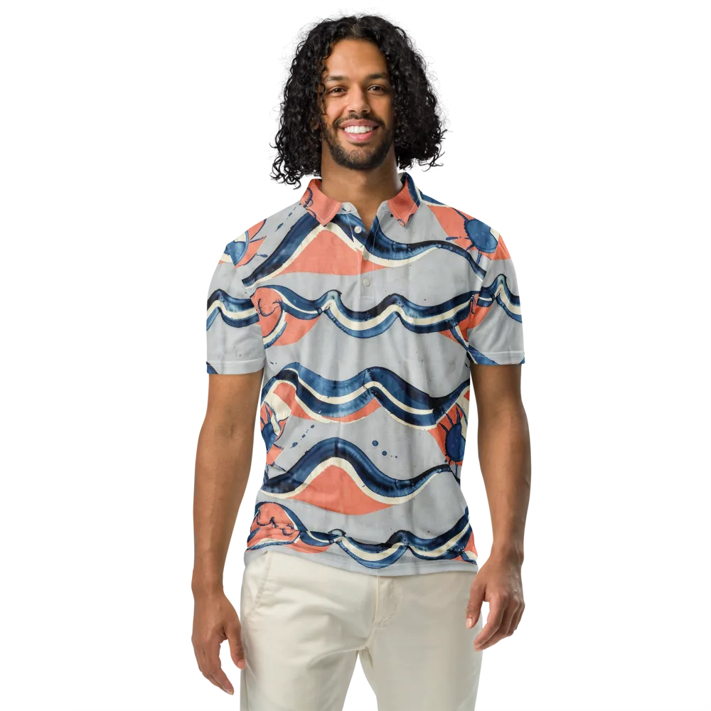 Seaside Ribbon on Men's Slim Fit Polo Shirt — Front
