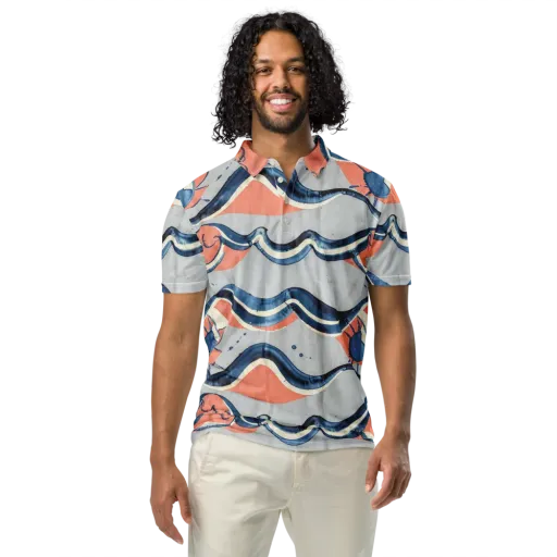 Seaside Ribbon on a Men's Slim Fit Polo Shirt