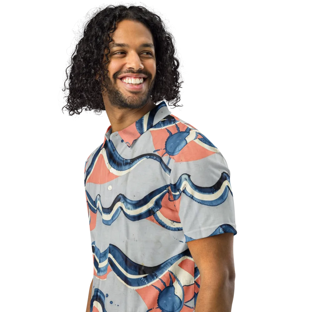 Seaside Ribbon on Men's Slim Fit Polo Shirt — Left Front