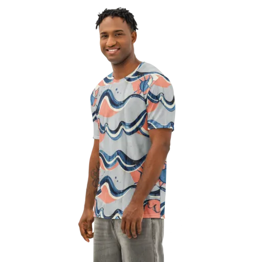 Seaside Ribbon on a Men's Cotton Crew Neck T-Shirt